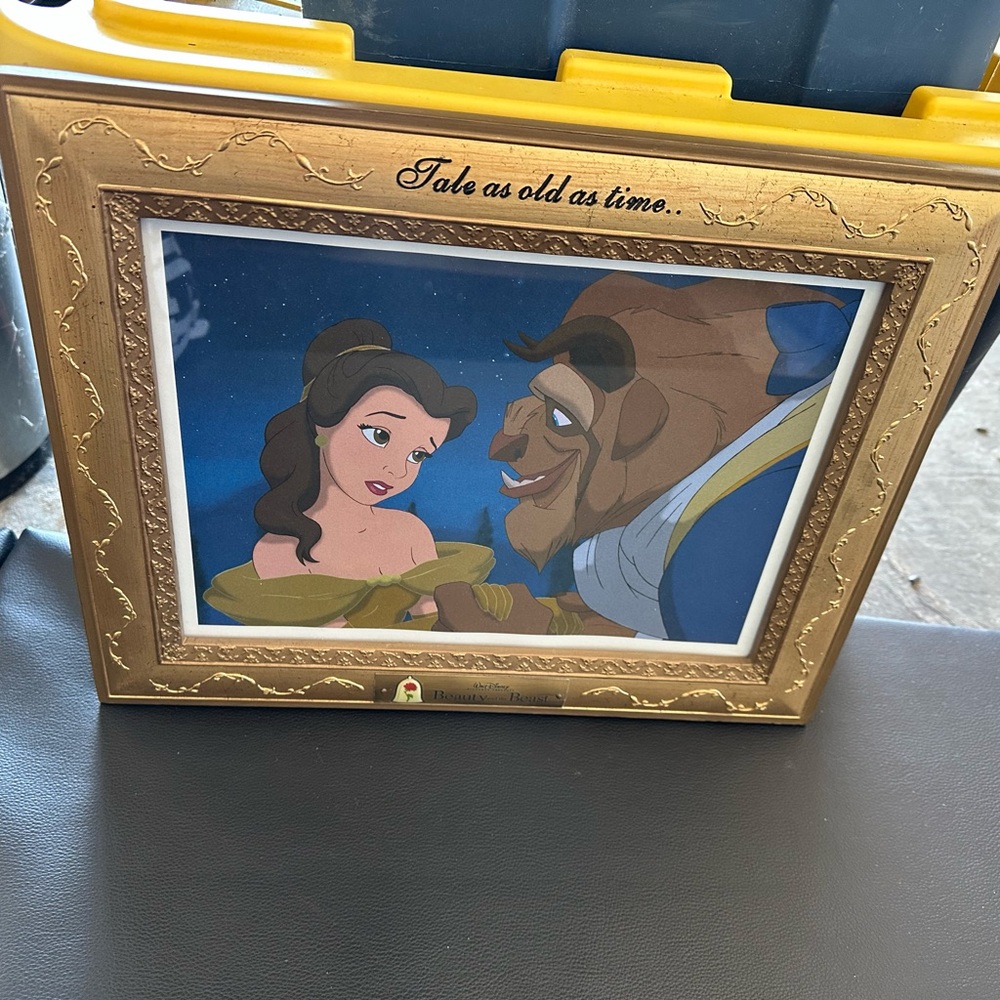 4 (all four) Disney Gold Beauty & Beast Frame w/authentic lithograph (reprint)